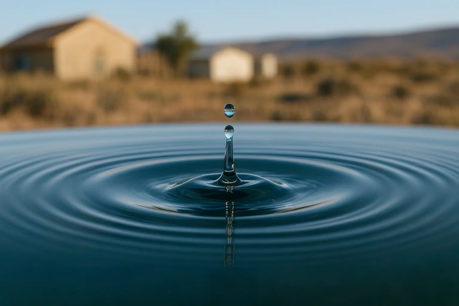 A water droplet striking a still pool.